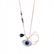 SWAROVSKI(施华洛世奇) DUO EVIL EYE 玫瑰金色恶魔之眼项链 5172560