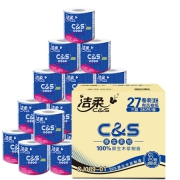 洁柔(C&S)卷纸 倍柔3层280节卫生纸*27卷 整箱*4件