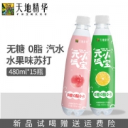 天地精华 元气小宝 白桃味/卡曼橘味 0糖0脂0卡 苏打气泡水 480ml*15瓶