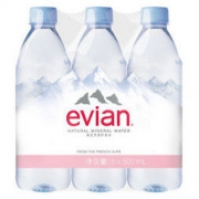 法国原装进口 依云（evian）天然矿泉水 500ml*6瓶 新老包装替换，随机发货 *2件