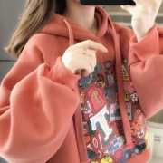 追印 SMN-693 女士加绒连帽卫衣