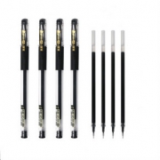 9日0点：TRUECOLOR 真彩 GP-009 金装大容量黑色中性笔 4支笔+4支笔芯 0.5mm
