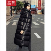 GOLDFARM 高梵 S1190106 亮面中长款过膝羽绒服