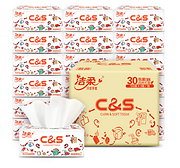白菜价 3层100抽x30包x3件：洁柔 抽纸