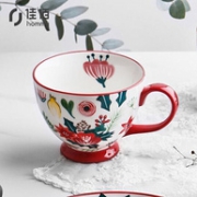京东自有品牌：佳佰 400ml 美式花季系列彩绘陶瓷马克杯 早餐杯