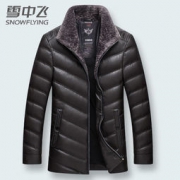 大额神券：雪中飞 男士皮面毛领羽绒服