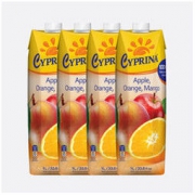 地中海塞浦路斯进口 塞浦丽娜（Cyprina）芒果香橙苹果混合100%果汁 1L*4瓶 果汁饮料 整箱 *3件