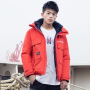 SNOW FLYING 雪中飞 X90140857 男士大贴袋短款工装连帽羽绒服