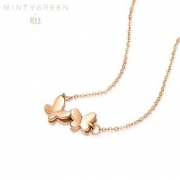 周生生 彩金项链 18K金 立体蝴蝶项链 女款 91093N 45厘米