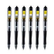限地区： 3M 695-BK 标签中性笔 0.5mm 6支装 黑色笔 黄色标签 *5件