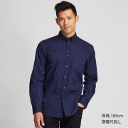 UNIQLO 优衣库 421178 男装 长绒棉印花衬衫(长袖)