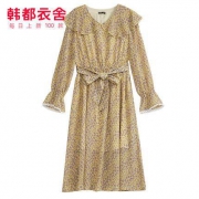韩都衣舍 OM60674 女士中长款连衣裙