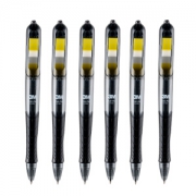 限地区： 3M 695-BK 标签中性笔 0.5mm 6支装 黑色笔 黄色标签 *5件