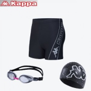 Kappa 男士 抗氯速干泳裤+泳帽+泳镜套装 2套