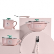京东PLUS会员：BabyCare 3880 儿童餐具辅食碗  5件套 草莓款 71.2元