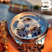 2020新款、夜光防水、机械芯：BINGER/宾格 飞越-8 男士手表