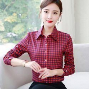 秋冬新款 格子衬衫女加绒保暖