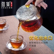 雅集沉玺壶锤纹耐热玻璃过滤泡茶壶家用茶水分离泡茶器花茶具套装