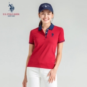 U.S POLO ASSN 经典美式 女款 时尚撞色 纯棉POLO衫