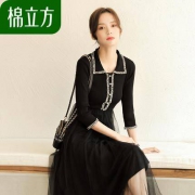 棉立方 19CE1229 女士针织长袖连衣裙