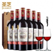 圣芝红酒法国波尔多AOC金奖干红原瓶进口珍藏葡萄酒类整箱6支原装