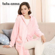 PLUS会员：tutuanna 581914 女士长款毛绒家居服