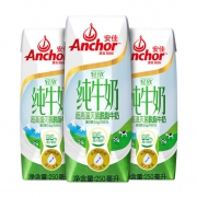 安佳（Anchor）轻欣纯牛奶 250*24原箱装