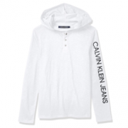 中亚Prime会员：Calvin Klein 卡尔文·克莱 41Q9043 男式华夫格亨利长袖衬衫连帽衫
