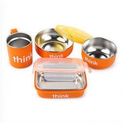 thinkbaby 辛克宝贝 不锈钢儿童餐具套装 橙色