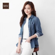 lativ 诚衣 46737 女士牛仔长袖衬衫