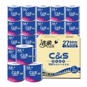 限地区：洁柔（C&S）卷纸 布艺圆点系列 三层280节*27卷*3件