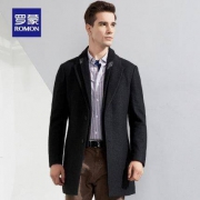 罗蒙 DY18HF12015 男士中长款羊毛大衣