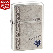 美国原机进口 Zippo 古银蓝心 和你一起 16孔防风打火机