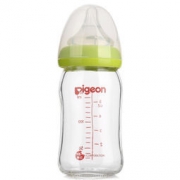14点：pigeon 贝亲 宽口径玻璃奶瓶 160ml SS号 绿色 *3件