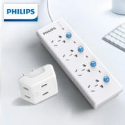 16点：PHILIPS 飞利浦多功能插座 4位分控1.8米+一转三转换器