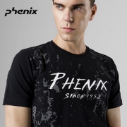 顶级品牌 日本 Phenix 男弹力圆领短袖T恤 胸前Logo印花