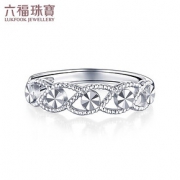 六福珠宝PT950铂金戒指镂空圆珠车花白金戒指女戒计价G07TBPR0003