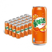 京东PLUS会员： 美年达可乐 橙味 细长罐 汽水 碳酸饮料 330ml*24听 *4件