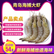 山海乐 青岛新鲜海捕大虾 净重1kg