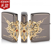 美国原机进口 Zippo 黑冰秘密 金色红钻三面心愿 16孔防风打火机