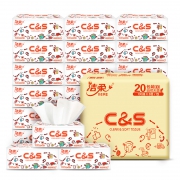 限地区：C&S 洁柔 柔韧系列 抽纸 3层100抽*20包（195mm*123mm） *2件