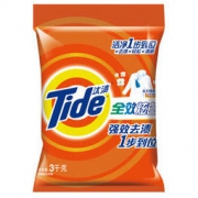 汰渍(Tide)全效炫白洗衣粉(加衣领净精华)3kg/袋 勤洗衣 强效去渍 1步到位 *3件