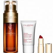 孕妇可用：Clarins 娇韵诗套装 黄金双萃50ml+洁面乳50ml+提亮唇膏15ml