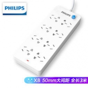 京东企业会员：PHILIPS 飞利浦 1830P 新国标插线板 8孔位