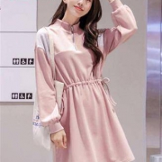 13号前500件半价：韩都衣舍 2020春季新款 韩版女装 气质收腰 休闲裙卫衣 连衣裙 RW8523