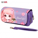 绍泽文化 大容量笔袋女款学生文具盒铅笔收纳袋 甜心女孩紫色