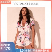 维密 女士 纽扣前襟 缎面连体睡裤