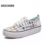 Skechers斯凯奇 俏皮萌趣图案印花板鞋 舒适绑带 帆布小白鞋女33276