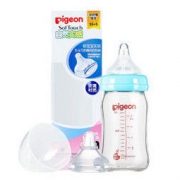 贝亲自然实感宽口径玻璃奶瓶奶嘴套装160ml+SS/S PL335 *3件
