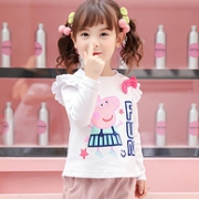 小猪佩奇正版授权，A类纯棉：Kidssquare 女童 长袖春装上衣T恤